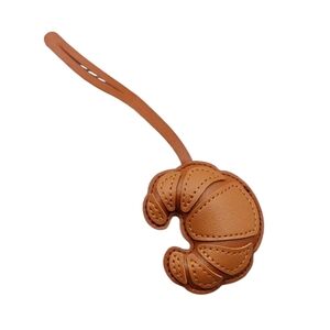 NWT Brown Croissant Faux Leather Keychain Bag Charm